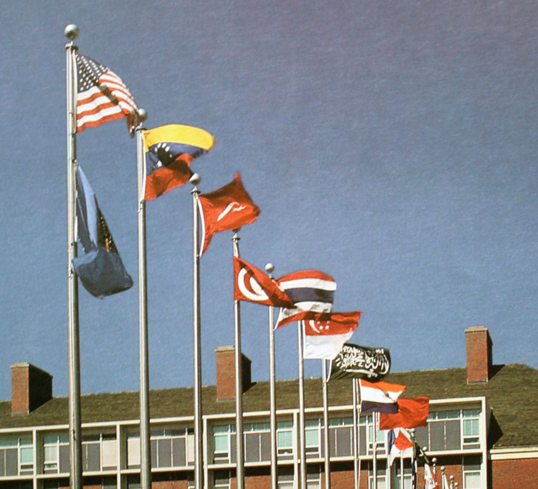 Flags fly over International Mall Flags fly over International Mall