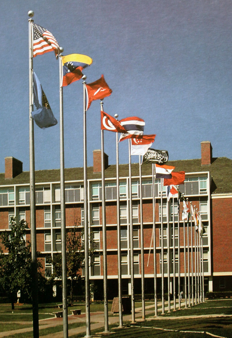 Flags fly over International Mall Flags fly over International Mall
